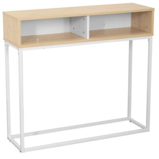 Mesa De Entrada Metal Blancomadera Natural 100x30x91cm, Alt.patas:70cm