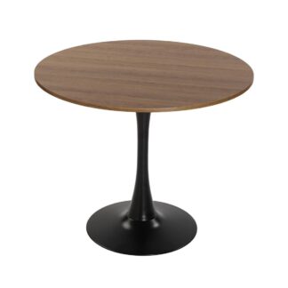 MESA NEGRA Y MADERA  MEERA 100 CM