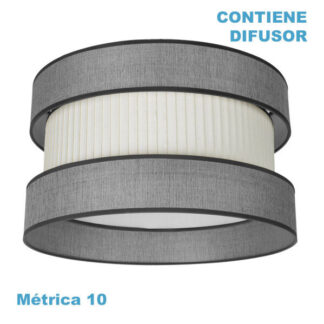 Pantalla Colgante Home M10 Gris-beis 60dx60dx25h Difusor Incluido