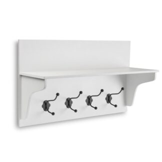 PERCHERO DE PARED BLANCO CON BALDA Y 4 GANCHOS