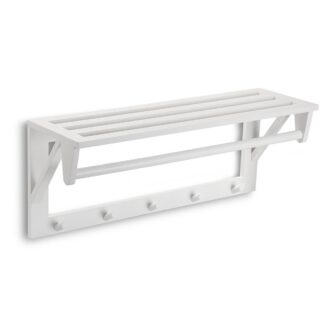 PERCHERO DE PARED BLANCO CON BALDA Y 5 GANCHOS