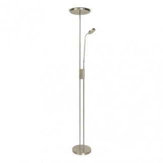 Pie De Salon Antares 20w+7w 4000k C/lector Cuero 183x25x25 Cm Tactil C/reg.Intensidad Y Memoria