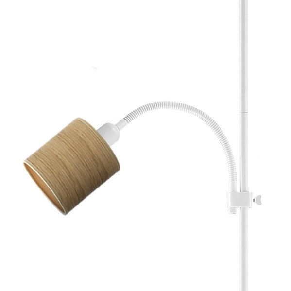 Pie De Salon Armonia 1xe27+1xe14 Blanco-madera Clara C/lector 155x40x40 Cm - Image 2