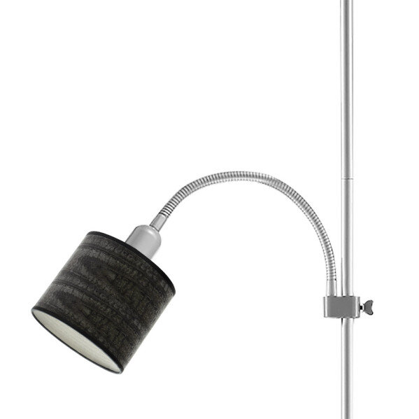 Pie De Salon Armonia 1xe27+1xe14 Plata-madera Negra C/lector 155x40x40 Cm - Image 2