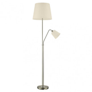 Pie De Salon Arturo 1xe27+1xe14 C/lector Cuero C/pant Beig 1,8m