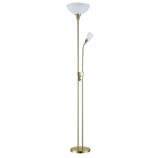Pie De Salon Deneb 1xe27+1xe14 C/lector Cuero 180x30x30 Cm