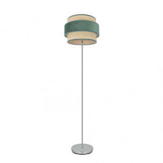 Pie De Salon Reyes 1xe27 Cromo/natural-verde 160x40x40 cm