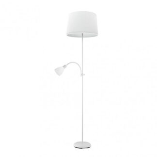 Pie De Salon Rilon 1xe27+1xe14 C/lector Blanco  Pantalla Blanca 175,5x40x40 Cm
