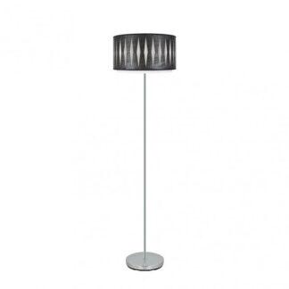 Pie Salon Alexandra 1xe27 Cromo/madera Negra 162x40x40 Cm