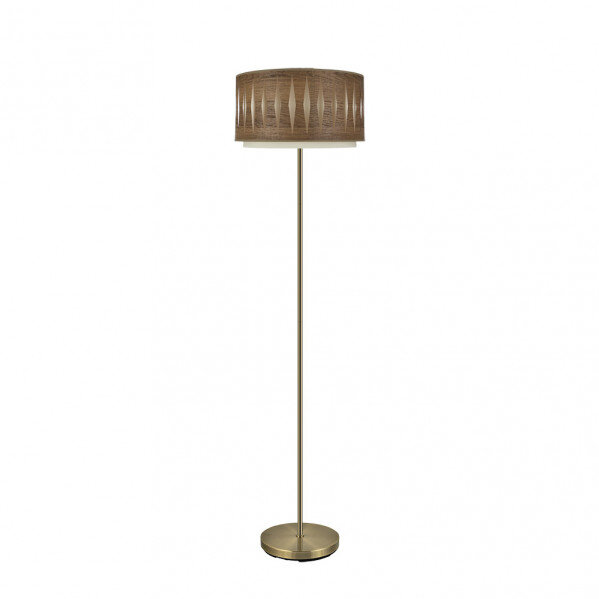 Pie Salon Alexandra 1xe27 Cuero/madera Oscura 162x40x40 Cm
