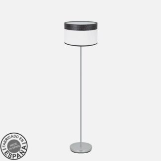 Pie Salon Cloe 1xe27 Cromo/blanca-madera Negra162x40x40 cm