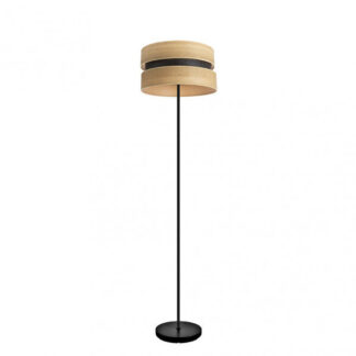 Pie Salon Colet 1xe27 Negro/madera Clara 160x40x40 Cm