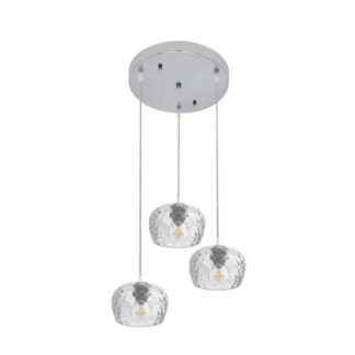 Plafon Estela 3xe27 Cromo Regx36x36 Cm C/tulipas Cristal Tallado Transparente