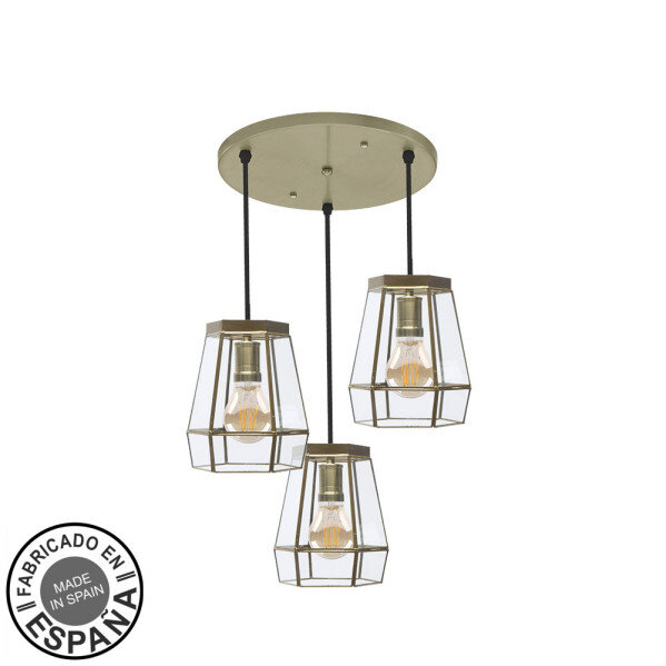 Plafon Guia 3xe27 Cuero Regx42x42 Cm