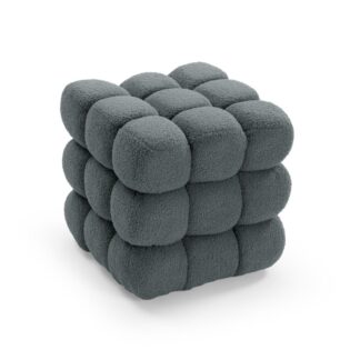 PUF CUADRADO EN BORREGUITO GRIS HARNETT