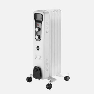 Radiador Aceite Brasilia 1000w 5elementos Blanco/negro 3potencias Antivuelco Termostato Reg.seguridad Asa 59,5x25,5x24cm