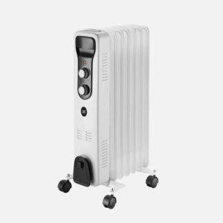 Radiador Aceite Brasilia 1500w 7elementos Blanco/negro 3potencias Antivuelco Termostato Reg.seguriadad Asa 59,5x33x24cm