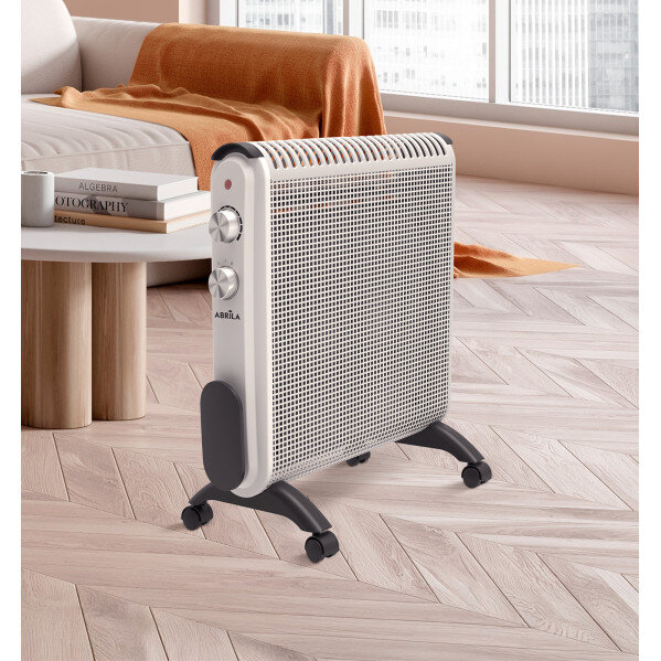 Radiador De Mica Condor 2000w 2elementos Blanco/gris 2potencias,antivuelco,termostato,c/ruedas Y Asa 52x46x25cm - Image 3