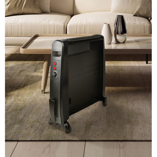 Radiador De Mica Otoño 2000w 2elementos Negro 2poteencias Antivuelco,termostato, C/ruedas 64,8x52,5x23cm - Image 3
