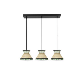 Regleta Constantinopla 3xe27 Beis/verde Regx68x20cm