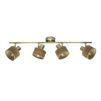 Regleta Nando 4xe14 Cuero/mad.oscura Focos Orientables 16x73x10 Cm