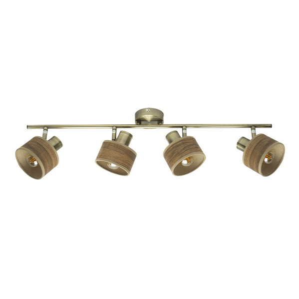 Regleta Nando 4xe14 Cuero/mad.oscura Focos Orientables 16x73x10 Cm