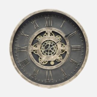 Reloj De Pared Adamuz Negro/oro 60x60x7cm Engranajes Con Movimiento