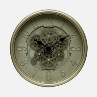 Reloj De Pared Alosno Cuero 40x40x7cm Engranajes Con Movimiento