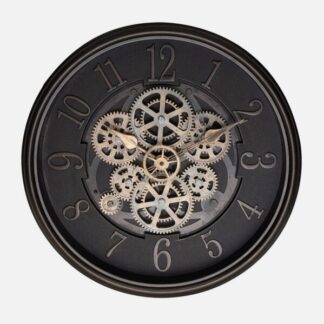 Reloj De Pared Ardales Marrón/Cuero 40x40x7cm Engranajes Con Movimiento
