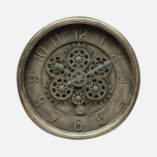 Reloj De Pared Atarfe Oro Rustico 40x40x7cm Engranajes Con Movimiento
