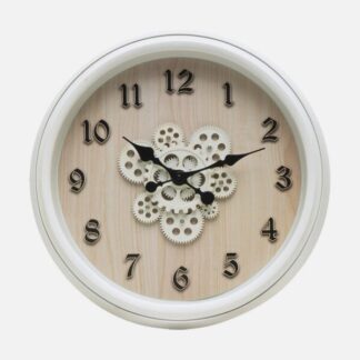 Reloj De Pared Berrocal Blanco/Haya 50x50x6cm Engranajes Con Movimiento