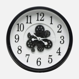 Reloj De Pared Berrocal Negro/blanco 50x50x6cm Engranajes Con Movimiento