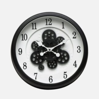 Reloj De Pared Bubion Negro/blanco 40x40x7cm Engranajes Con Movimiento