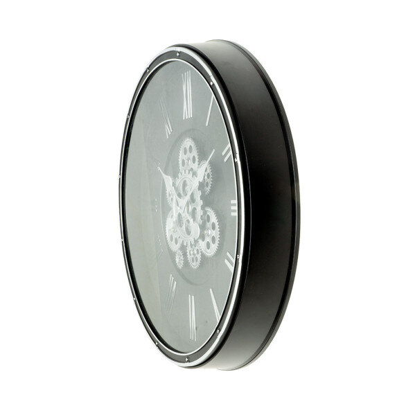 Reloj De Pared Cacin Negro/plata 50x50x6cm Engranajes Con Movimiento - Image 2