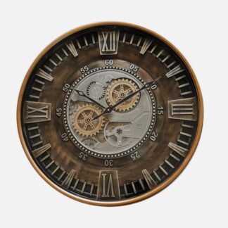 Reloj De Pared Catanias Oro/cuero 59x59x8,5cm Movimiento Continuo