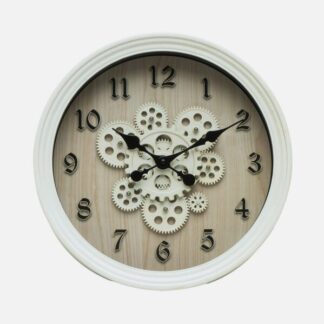 Reloj De Pared Coripe Blanco/Haya 40x40x7cm Engranajes Con Movimiento