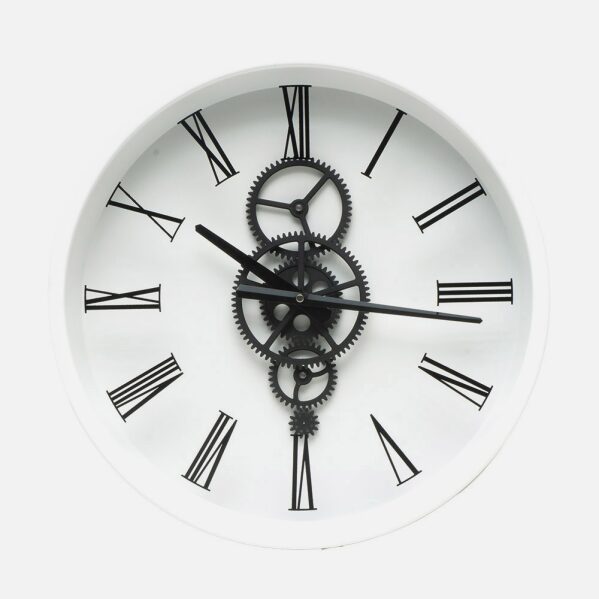 Reloj De Pared Duque Blanco/negro 46x46x7cm Engranajes Con Movimiento