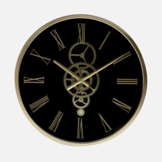 Reloj De Pared Duque Negro/oro 46x46x7cm Engranajes Con Movimiento
