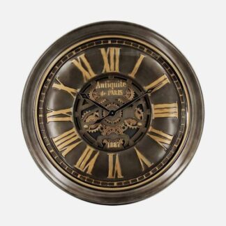 Reloj De Pared Genova Oro/cuero 100,5x100,5x13,5cm Engranajes Con Movimiento
