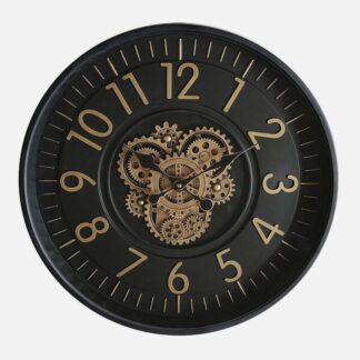 Reloj De Pared Lacio Oro/negro 46x46x8cm Engranajes Con Movimiento