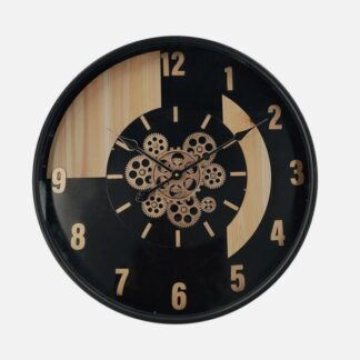 Reloj De Pared Parma Negro/haya/oro 59x59x8cm Engranajes Con Movimiento
