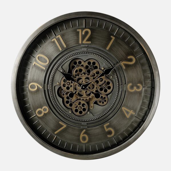 Reloj De Pared Trento Oro/cuero 66x66x10cm Engrana Jes Con Movimiento
