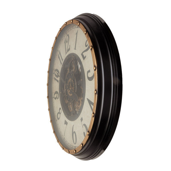 Reloj De Pared Treviso Oro/negro 83x83x10cm Engranajes Con Movimiento - Image 2