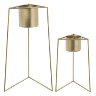 Set 2 Maceteros Metal Dorado 25x22x50+34x29x60cm
