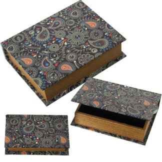 Set 3 Cajas Libros Decorados Madera Dm/lona Poliéster 30x24x8+24x18x6+18x12x4cm