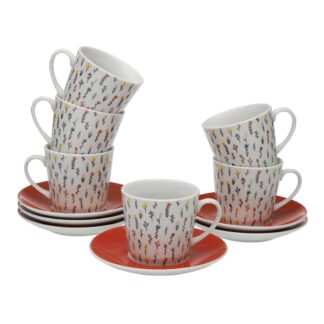 SET 6 TAZAS TE CON PLATO BLUME