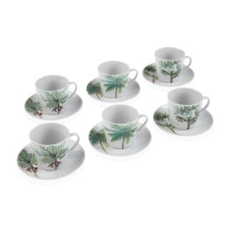 SET 6 TAZAS TE CON PLATO HOJAS