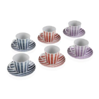 SET 6 TAZAS TE CON PLATO LINES