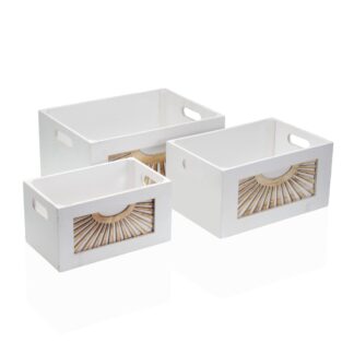 SET DE 3 CAJAS DE MADERA ADDA BLANCA