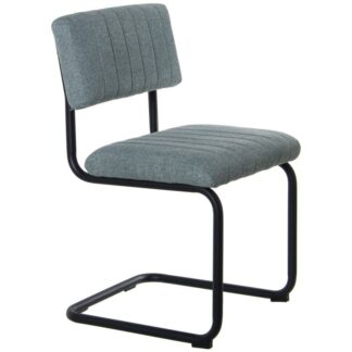 Silla Tela Azul Claro Patas Metal Negro 50x48x82cm, Alt.asiento:48cm